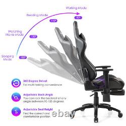 Massage Gaming Chair Adjustable Reclining Racing Chair withHeadrest&Footrest Black