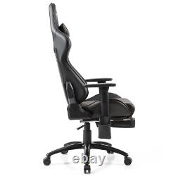 Massage Gaming Chair Adjustable Reclining Racing Chair withHeadrest&Footrest Black