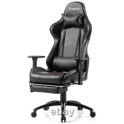 Massage Gaming Chair Adjustable Reclining Racing Chair withHeadrest&Footrest Black