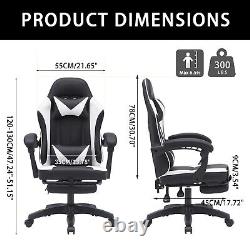 Massage Gaming Chair Home Office Ergonomic Executive Computer Racing Chair White