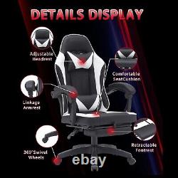 Massage Gaming Chair Home Office Ergonomic Executive Computer Racing Chair White