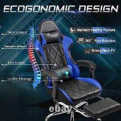 Massage Gaming Chair Office Executive Ergonomic Computer Desk Recliner 360° Seat