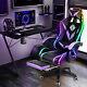 Massage Gaming Chair RGB LED Lights Racing Ergonomic Executive Recline Purple