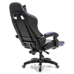 Massage Gaming Chair RGB LED Lights Racing Ergonomic Executive Recline Purple