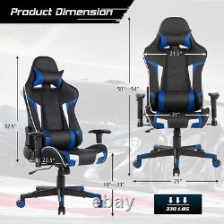 Massage Gaming Chair, Racing Computer Swivel Chair with Headrest & Lumbar Suppor