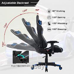 Massage Gaming Chair, Racing Computer Swivel Chair with Headrest & Lumbar Suppor