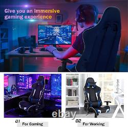 Massage Gaming Chair, Racing Computer Swivel Chair with Headrest & Lumbar Suppor