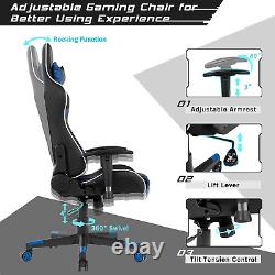 Massage Gaming Chair, Racing Computer Swivel Chair with Headrest & Lumbar Suppor