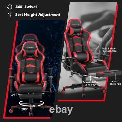 Massage Gaming Chair Racing Recliner withLumbar Support &Footrest Office Red