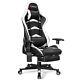 Massage Gaming Chair Racing Recliner withLumbar Support &Footrest Office White