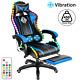 Massage Gaming Chair Racing with RGB LED Footrest Chair Desk Ergonomic Blue US