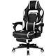 Massage Gaming Chair Recliner Racing Chair with Retractable Footrest White Home