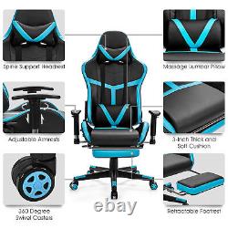 Massage Gaming Chair Reclining Racing Chair High Back withLumbar Support Footrest