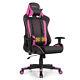 Massage Gaming Chair Reclining Racing Chair withLumbar Support and Headrest Pink