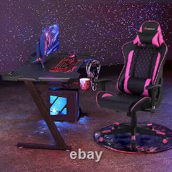 Massage Gaming Chair Reclining Racing Chair withLumbar Support and Headrest Pink