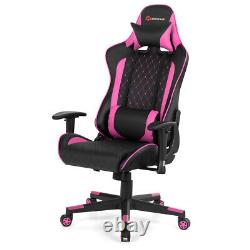 Massage Gaming Chair Reclining Racing Chair withLumbar Support and Headrest Pink