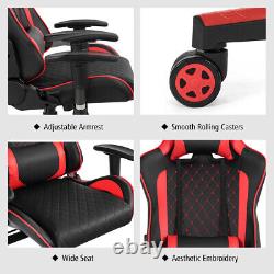 Massage Gaming Chair Reclining Racing Chair withLumbar Support and Headrest Red