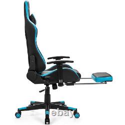 Massage Gaming Chair Reclining Racing Chair with Lumbar Support &Footrest Blue