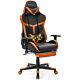 Massage Gaming Chair Reclining Racing Chair with Lumbar Support &Footrest Orange