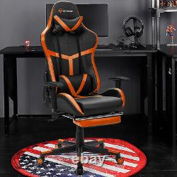 Massage Gaming Chair Reclining Racing Chair with Lumbar Support &Footrest Orange