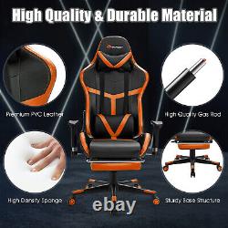 Massage Gaming Chair Reclining Racing Chair with Lumbar Support &Footrest Orange