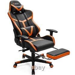 Massage Gaming Chair Reclining Racing Chair with Lumbar Support &Footrest Orange