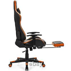 Massage Gaming Chair Reclining Racing Chair with Lumbar Support &Footrest Orange