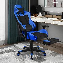 Massage Gaming Chair Reclining Racing Office Chair with Lumbar Support Blue