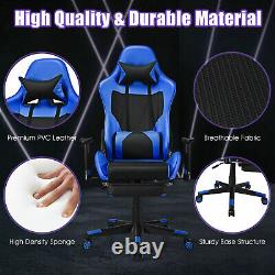 Massage Gaming Chair Reclining Racing Office Chair with Lumbar Support Blue