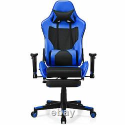 Massage Gaming Chair Reclining Racing Office Chair with Lumbar Support Blue