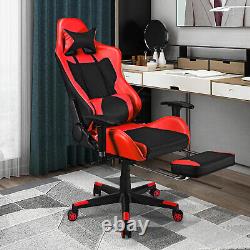 Massage Gaming Chair Reclining Racing Office Chair with Lumbar Support Red