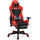 Massage Gaming Chair Reclining Racing Office Computer Chair with Footrest Red