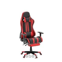 Massage Gaming Chair Reclining Racing Office Computer Chair with Footrest Red