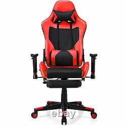 Massage Gaming Chair Reclining Racing Office Computer Chair with Footrest Red