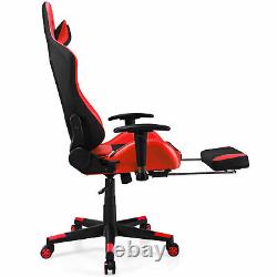 Massage Gaming Chair Reclining Racing Office Computer Chair with Footrest Red