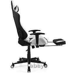 Massage Gaming Chair Reclining Racing Office Computer Chair with Footrest White