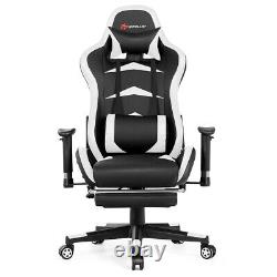 Massage Gaming Chair Reclining Swivel Racing Office Chair with Footrest White