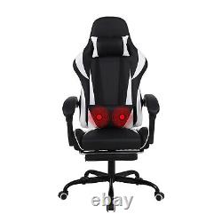 Massage Gaming Chair Swivel Ergonomic Computer Recliner Racing Chair White