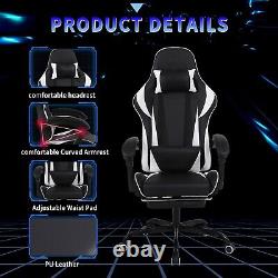 Massage Gaming Chair Swivel Ergonomic Computer Recliner Racing Chair White