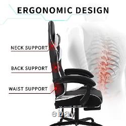 Massage Gaming Chair Swivel Ergonomic Computer Recliner Racing Chair White