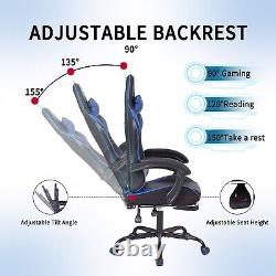 Massage Gaming Chair Swivel Office Ergonomic Computer Recliner Racing Chair Blue