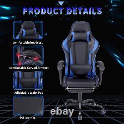 Massage Gaming Chair Swivel Office Ergonomic Computer Recliner Racing Chair Blue