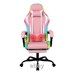 Massage Gaming Chair Swivel Office Ergonomic Computer Recliner Racing Chair Pink