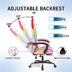 Massage Gaming Chair Swivel Office Ergonomic Computer Recliner Racing Chair Pink