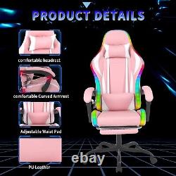 Massage Gaming Chair Swivel Office Ergonomic Computer Recliner Racing Chair Pink