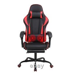 Massage Gaming Chair Swivel Office Ergonomic Computer Recliner Racing Chair Red