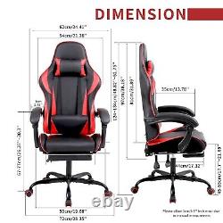 Massage Gaming Chair Swivel Office Ergonomic Computer Recliner Racing Chair Red