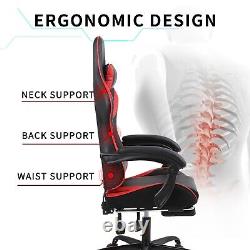 Massage Gaming Chair Swivel Office Ergonomic Computer Recliner Racing Chair Red