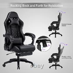 Massage Gaming Chair for Adults, 350LBS Office Chair with Retractable Footrest