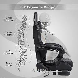 Massage Gaming Chair for Adults, 350LBS Office Chair with Retractable Footrest